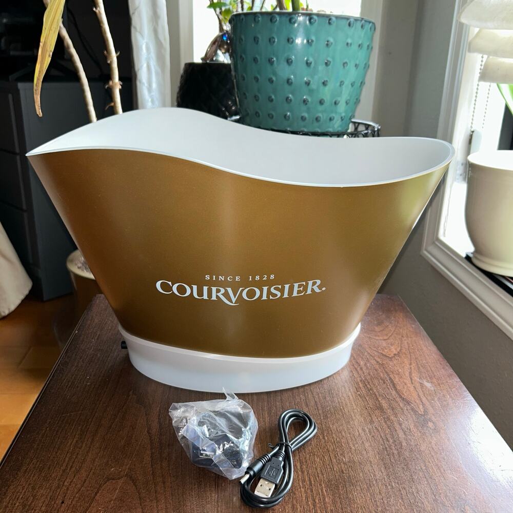 New Lit Courvoisier Ice Led Gold Color Bucket Bottle Service Bar Party Event